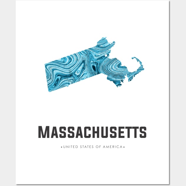 Massachusetts state map abstract blue Wall Art by StudioGrafiikka